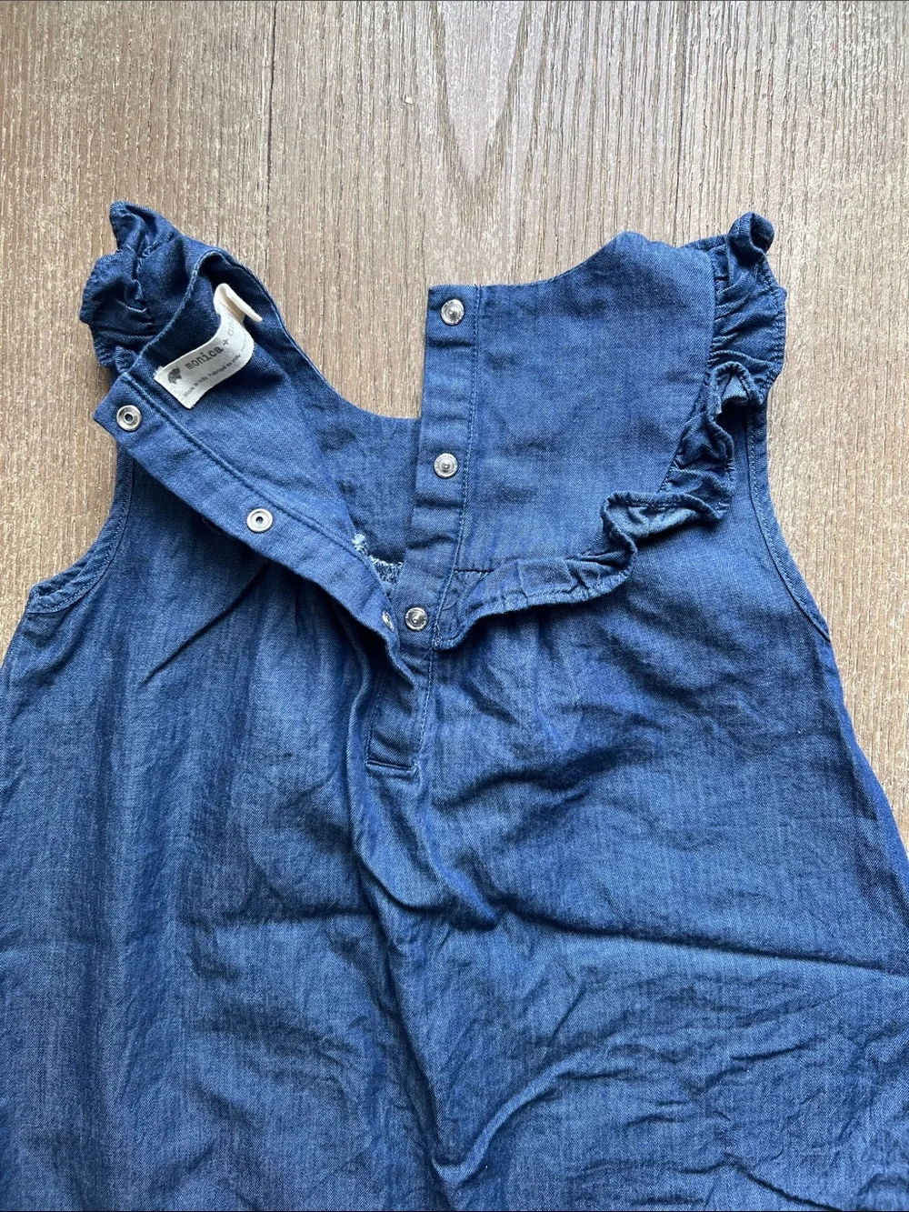 EUC Monica + Andy Embroidered Bib Chanbray Dress